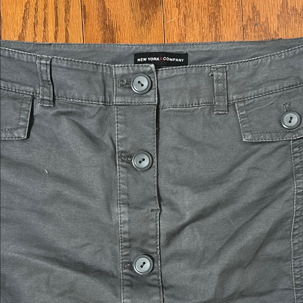 New York & Company Charcoal Button Skirt